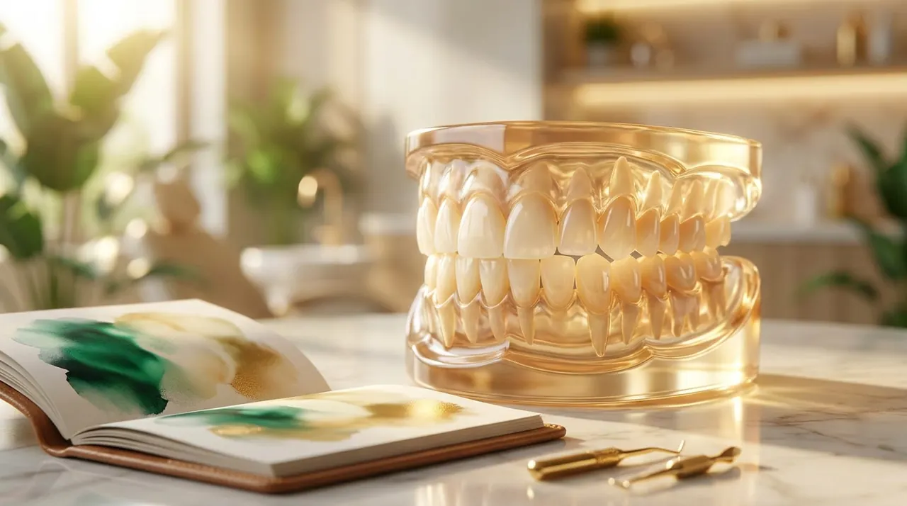 Illustrative premium veneer smile and ceramic material visual.