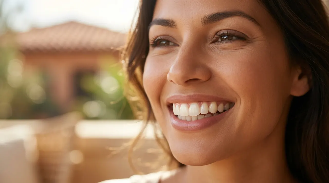 Illustrative natural smile showing brightness and smile balance.