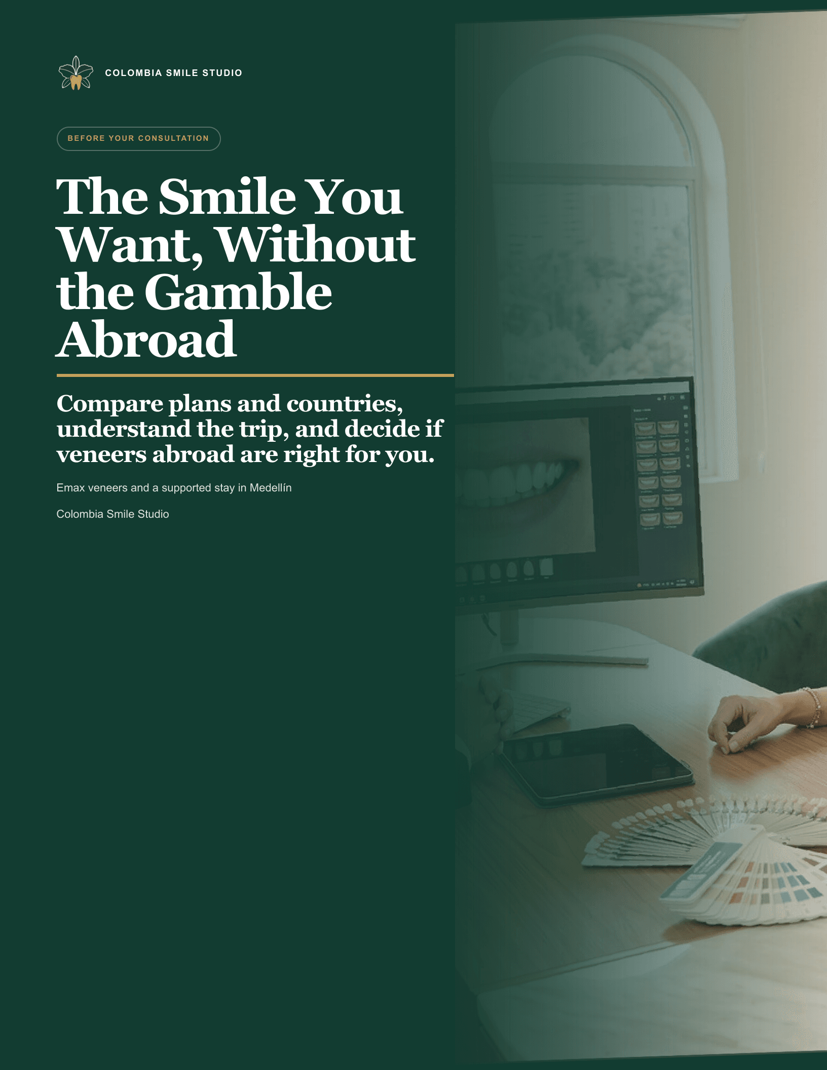 Cover of the free Colombia Smile Studio veneer travel guide